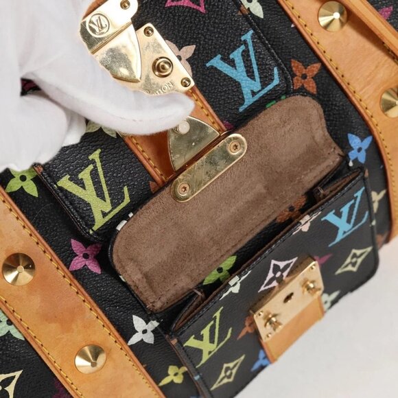 LOUIS VUITTON Monogram Multicolor Keepall 45 Bag Black M92640 Auth 117676V - Picture 12 of 16